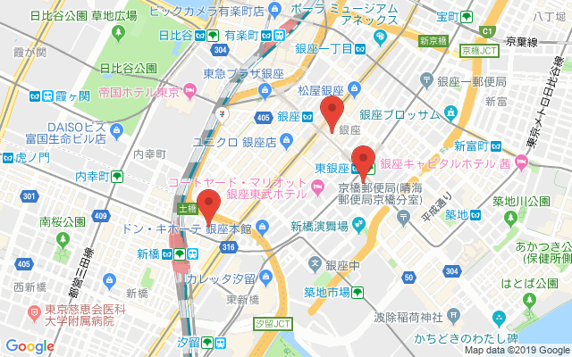 浜松町の保険相談窓口のマップ